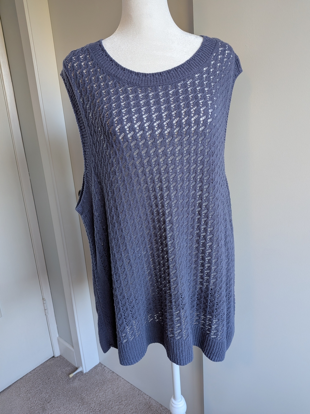 1X Penningtons Open-Knit Sleeveless Shell Sweater - Muted Purple